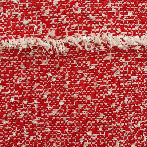 M&S Red Boucle Fringed Classic Jacket Uk12. - Picture 8 of 14